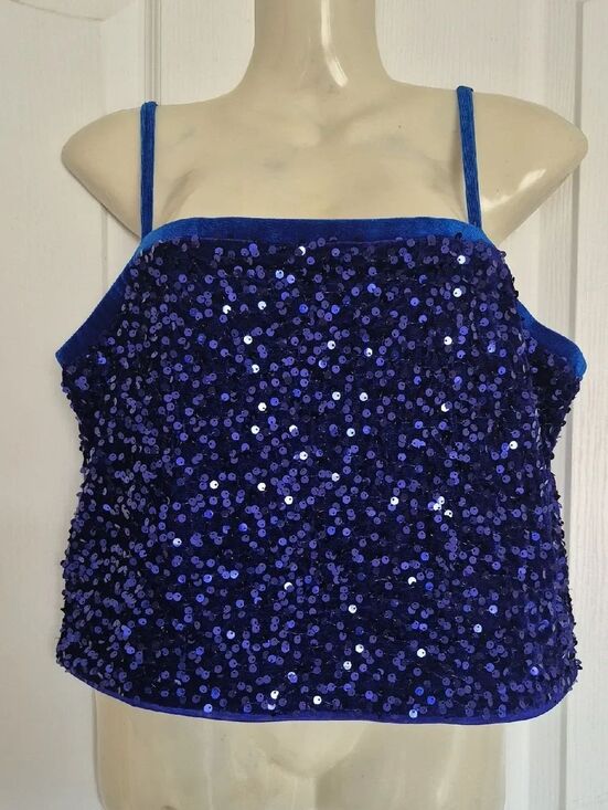 Allegrak Tops - Royal Blue Sequin Spaghetti Strap Camisole